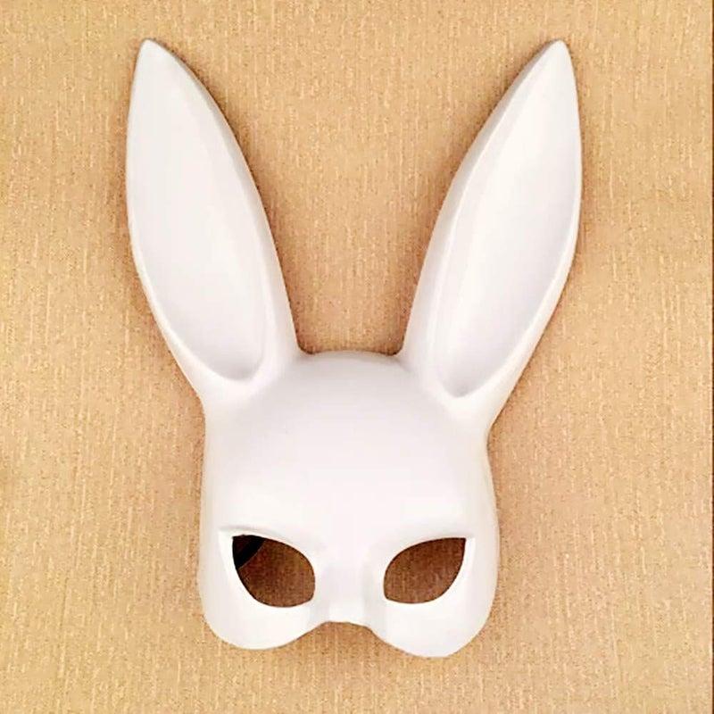 Soochat Bunny Mask Rabbit Half Face Mask for Birthday Party Easter Halloween Masquerade Costume Accessory White - Image 4